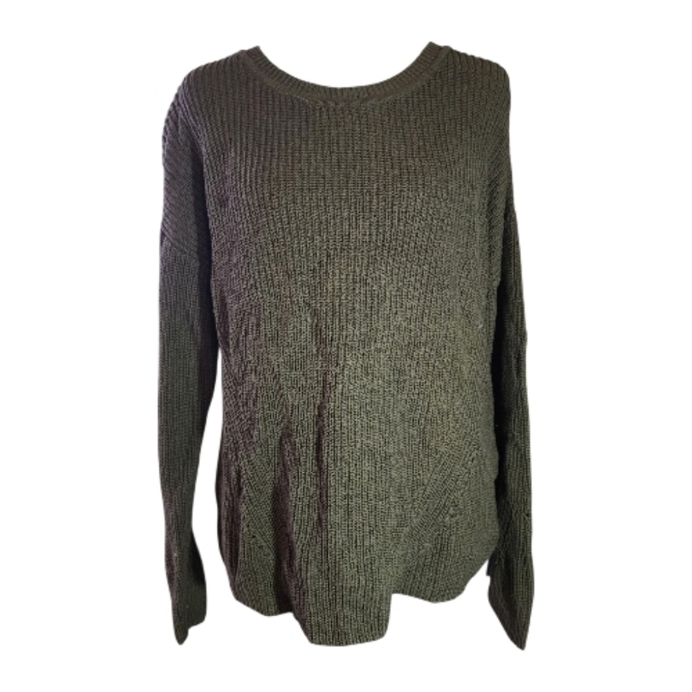 Lucky Brand Lace-Up Back Cotton Sweater, Size Medium